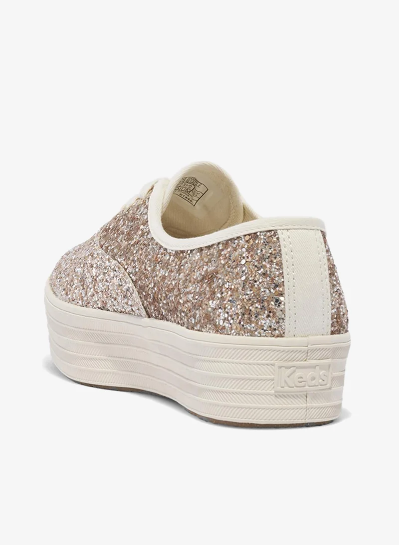 Keds gold Keds Women's Point Lace Up Platform Glitter Casual Sneaker Gold for Women | Best Price UAE